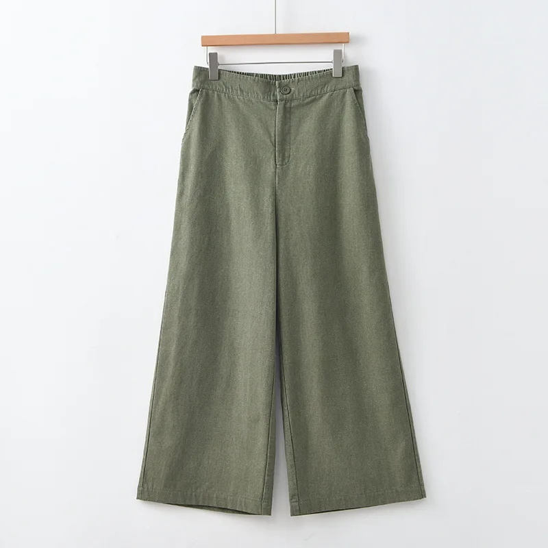 

Хлопковые широкие брюки для женщин, повседневные, свободного кроя, прямые штаны