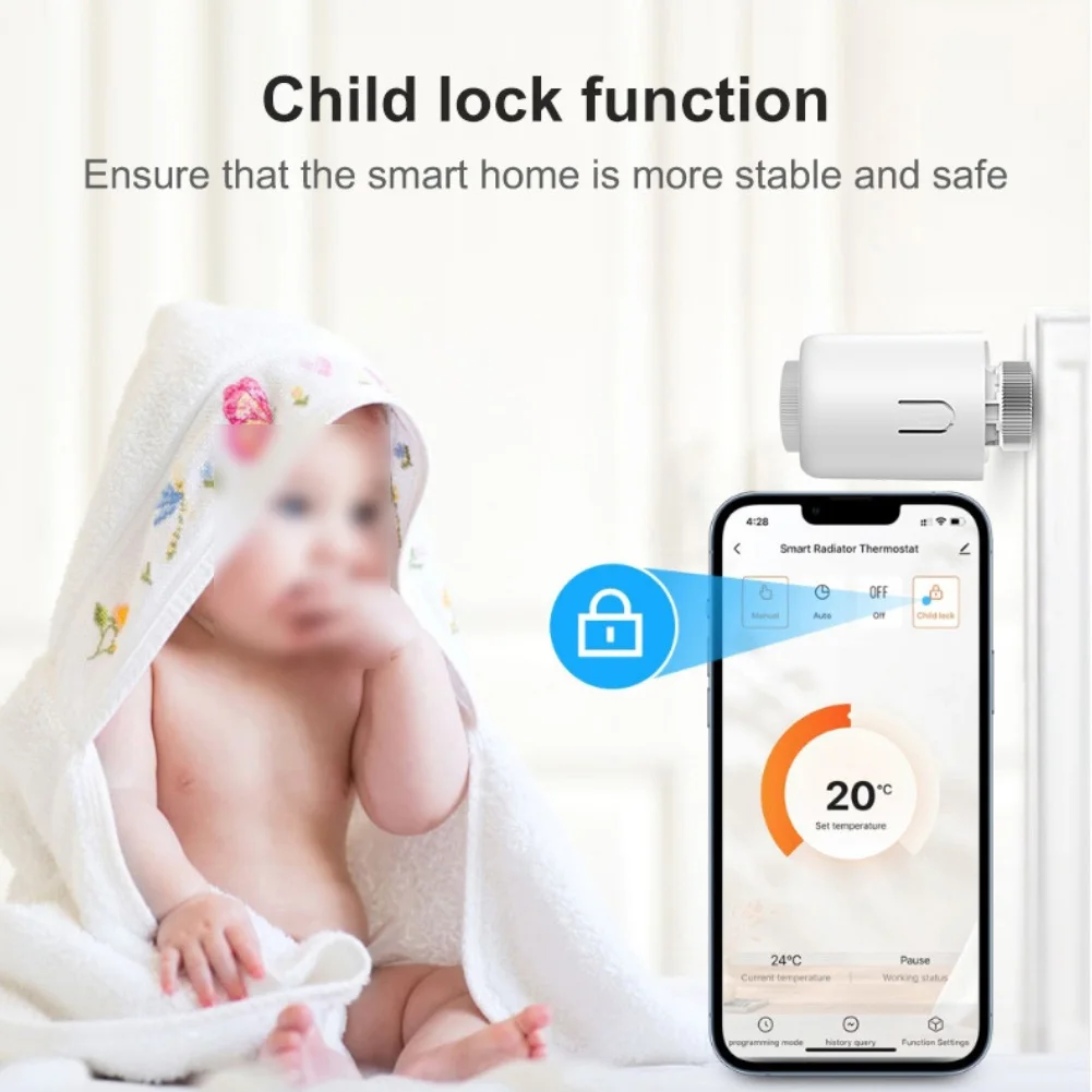 Smart Radiator Valve Programmable Radiator Controller Precise Temperature Accuracy -10 -50 For Smart Home Devices