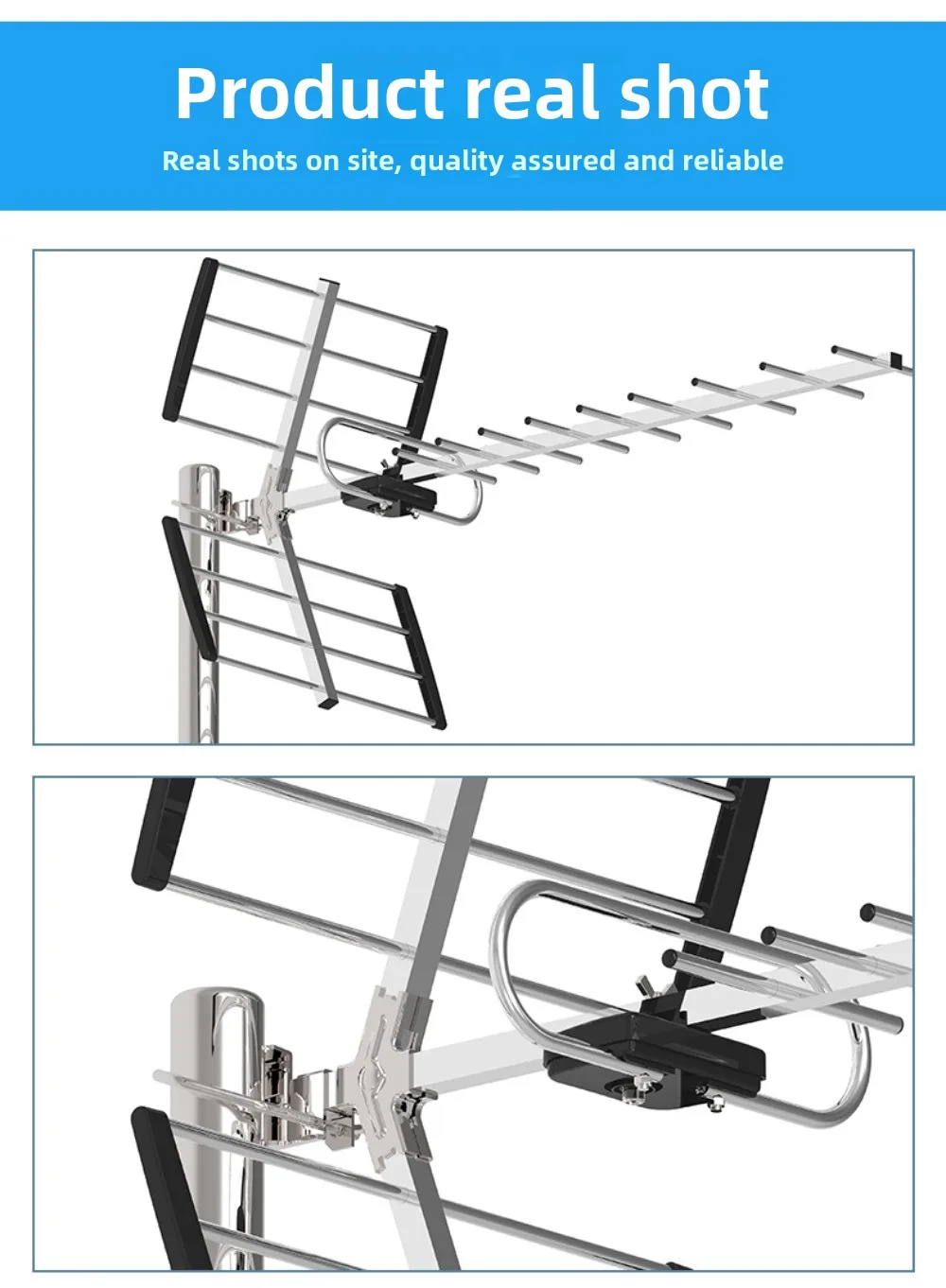 هوائي تلفزيون رقمي عالي الوضوح من Yagi خارجي عالي الدقة مع هوائي تلفزيون بعملي أو سقف يصل إلى 200 ميل، قنوات تلفزيون 4K مجانية 4K