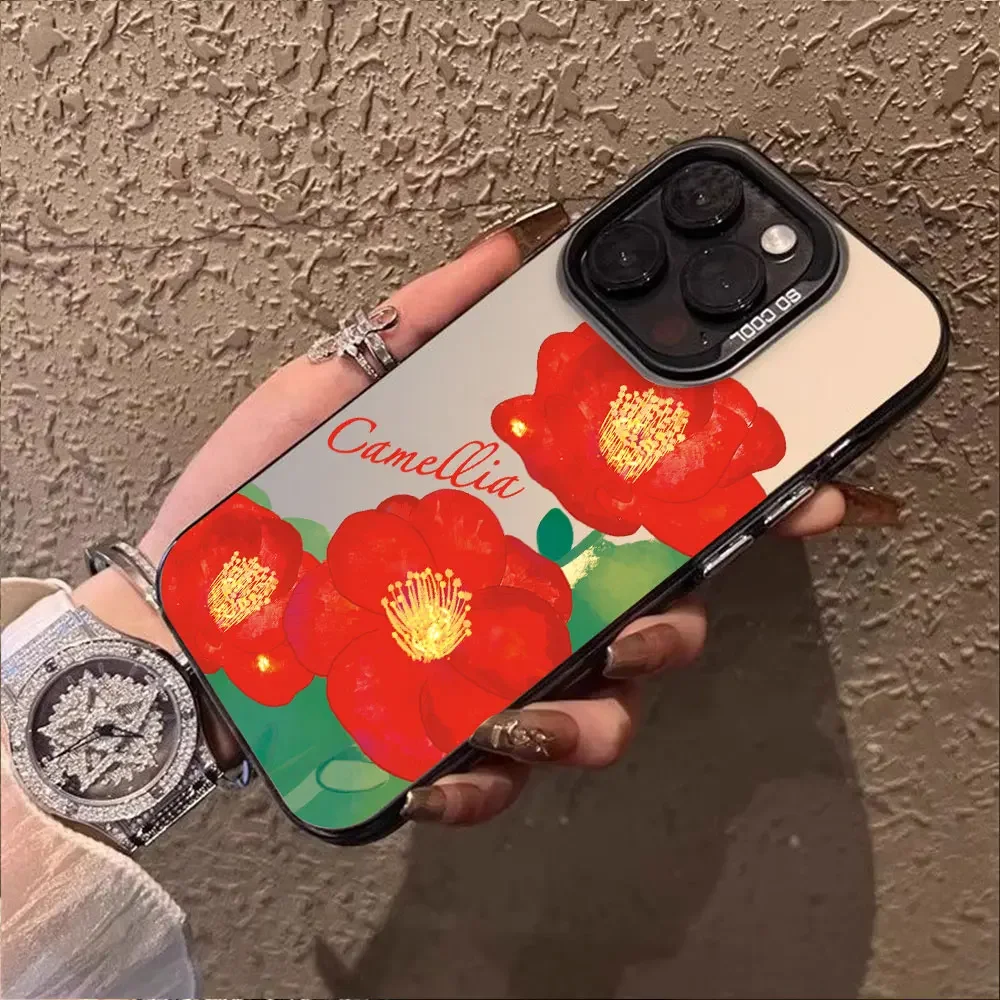 For Vivo Y17S Y18 Y1s Y03 Y01 Y10 Y02 Y02T Y9S Y11 Y12 Y12S Y15 Y17 Y15A Y20i Y20S Y20T Y18E Case Red Flower IMD Phone Cover