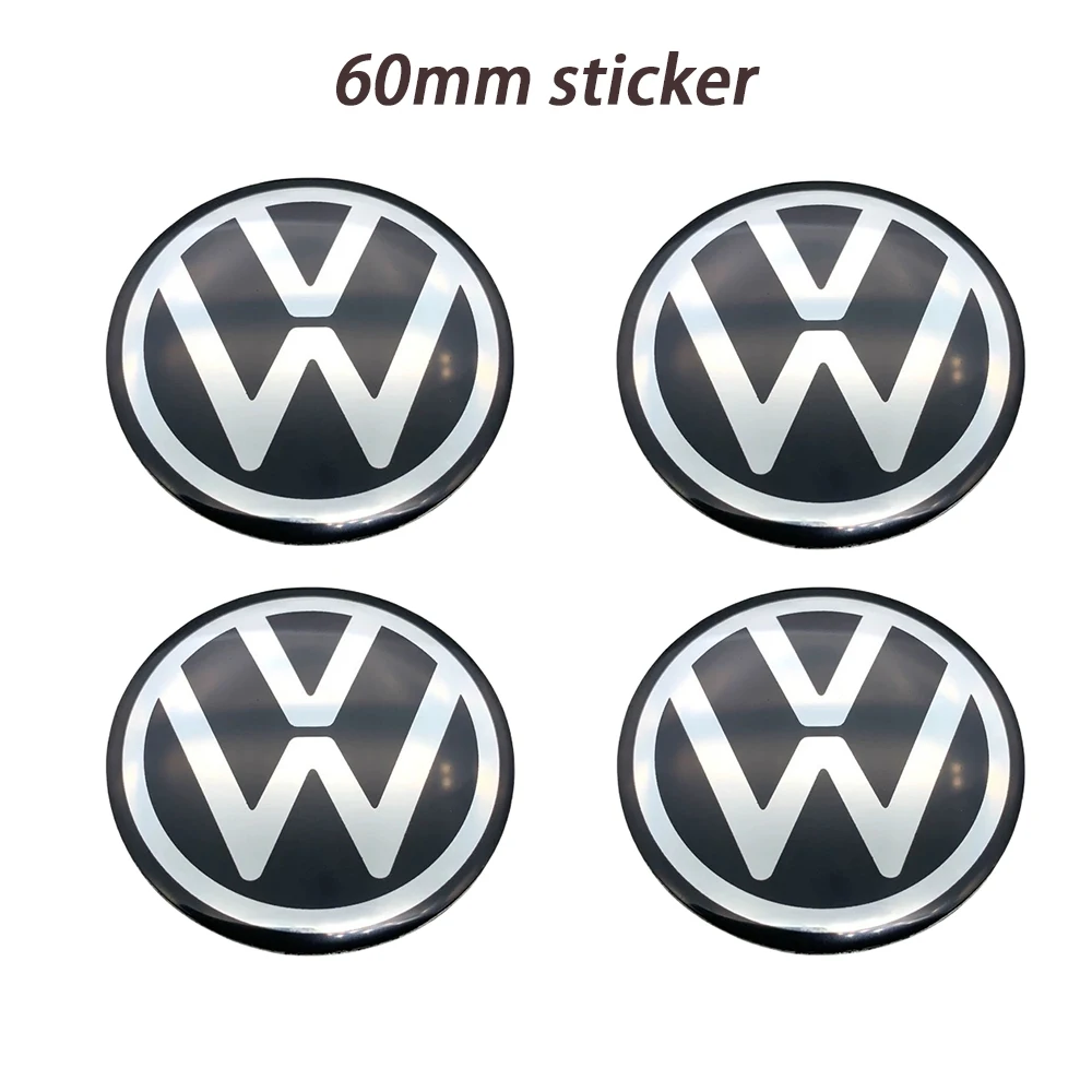 4Pcs 56mm 60mm 65mm New model 3D Car Wheel Stickers Center Hub Cap Emblem Badge Decal For VW GTI Polo Golf 4 5 6 7 Passat view 5