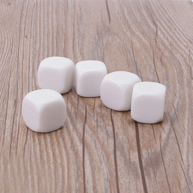 20mm 0.78In Blank Pack 6 Sided D6 Faces Children Kids Puzzle Board Game Toy Square Corner KTV Bar Dices