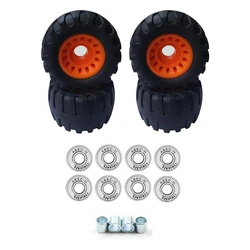 ELOS-STRIKATE 4Pcs 76Mm Rubber All Terrain Off Road Wheels With 8Pcs ABEC-11 White Bearing Complete Longboard Bearing Wheels