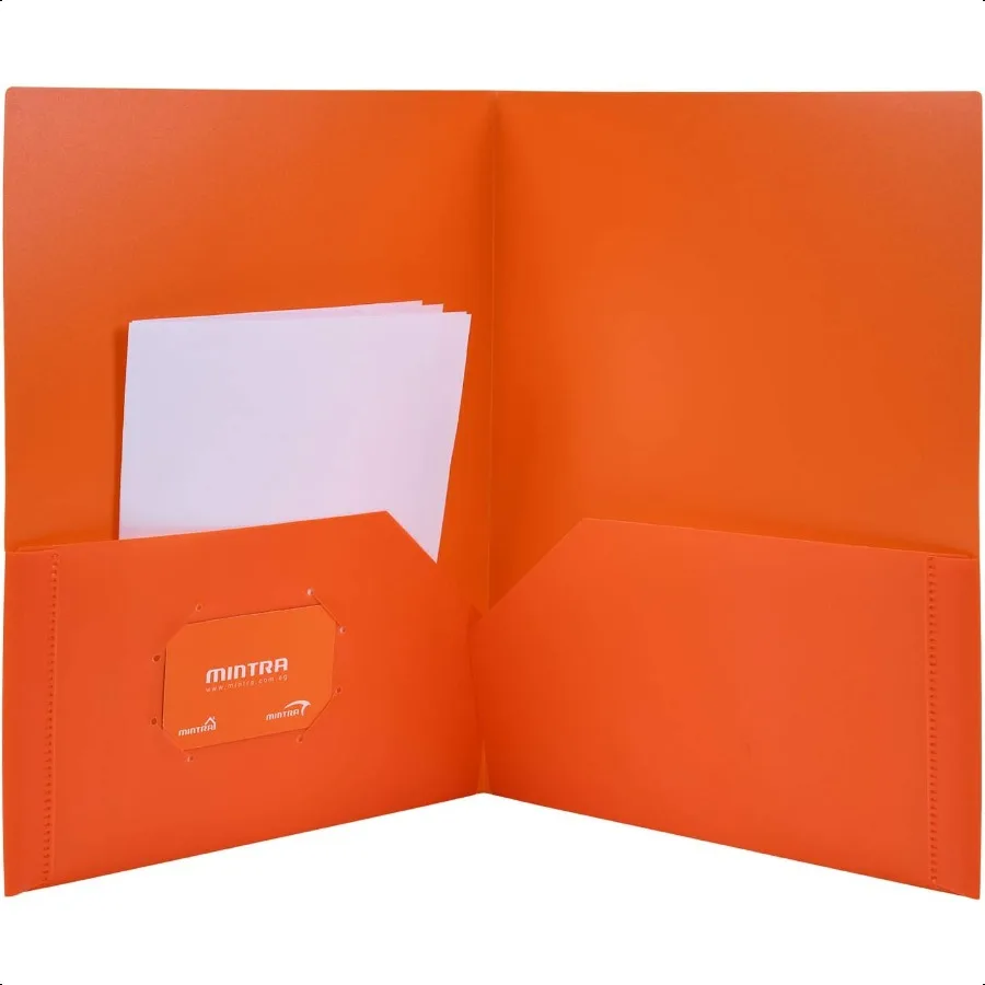 Cartelle tascabili in poli assortite da 8 pezzi in plastica resistente, 2 tasche, durevoli, confezione da 8