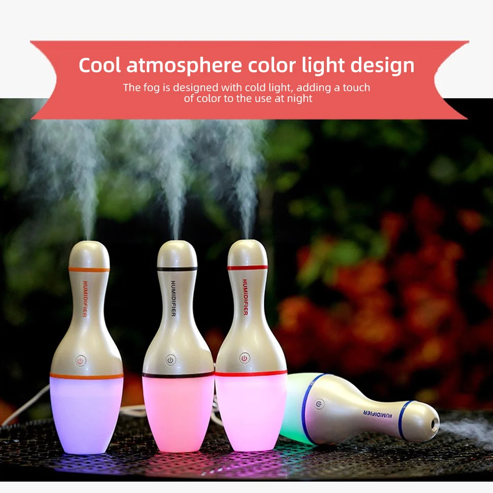 Ultrasonic Silent Bowling Humidifier Orange Diffuser Auto Shut-Off, Soothing LED Lighting, Compact for Home, Office & Car Use