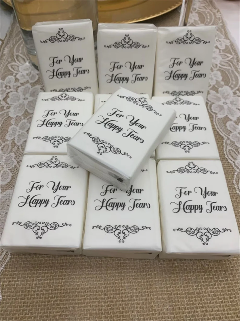 Custom Tiny Tissue Packets- Set of 12- Your Choice of Design by Wedding Tokens