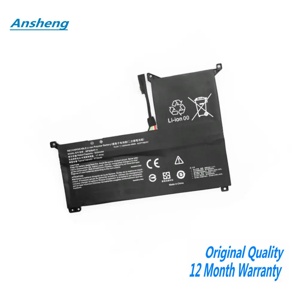 

15.2V 49wh 3175mAh NP50BAT-4 4ICP7/60/57 Laptop Battery For Clevo XMG Focus JIANGXIN X15 Notebook