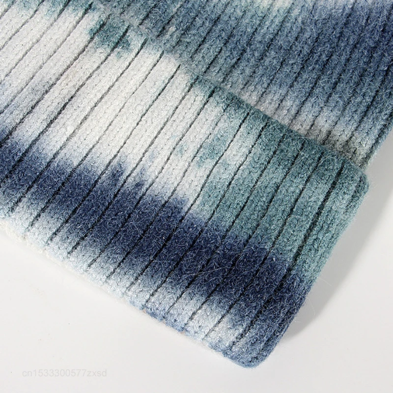 샤오미 가을 겨울 타이 염색 니트 코튼 모자, 다목적 따뜻한 두꺼운 모직 모자, 여성 비니 모자, 남성 패션 모자