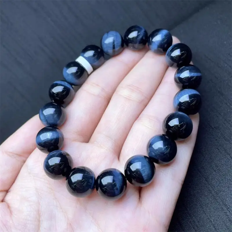 12MM Natural Blue Tiger Eye Stone Bead Bracelet Fashion Stone Handmade Strength Yoga Healing Energy Jewelry Gift 1PCS