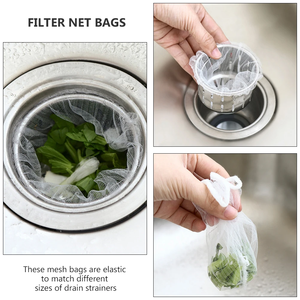 

200 Pcs Dishwasher Drain Filter Kitchen Sink Rubbish Net Draining Strainer Strainers Bag Straining