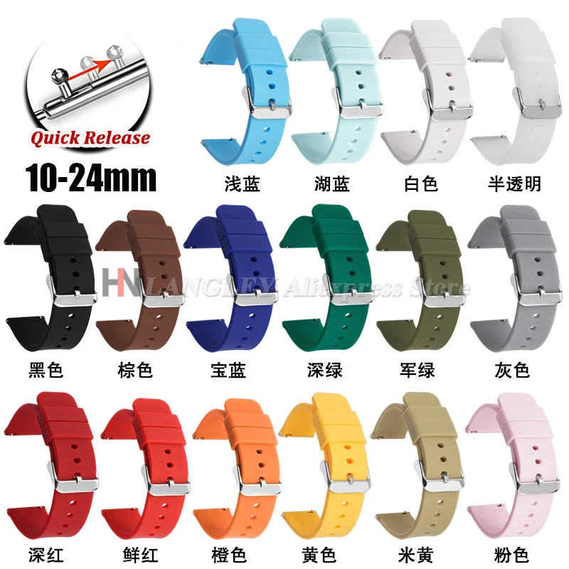 Uhrenarmband 10/12/14/15/16/18/20 mm 21 mm 22 mm 24 mm Universelle Uhrenarmbänder Silikon-Gummi-Gliederarmband Handgelenkband für Smartwatch