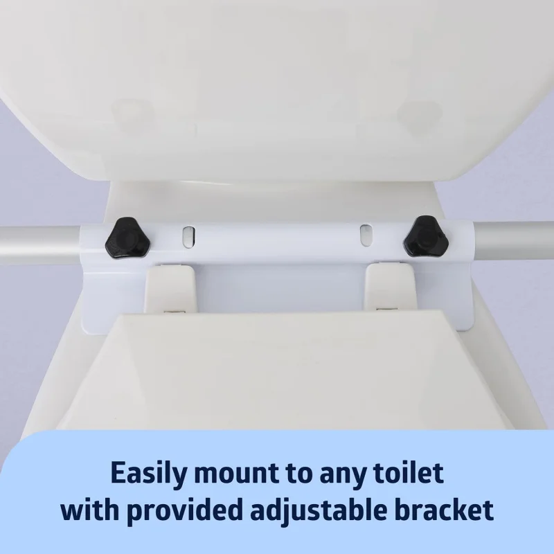 Toilet Safety Rail For Seniors w/Easy Installation, Height Adjustable Frame, Bathroom Assist Rail with Armrests