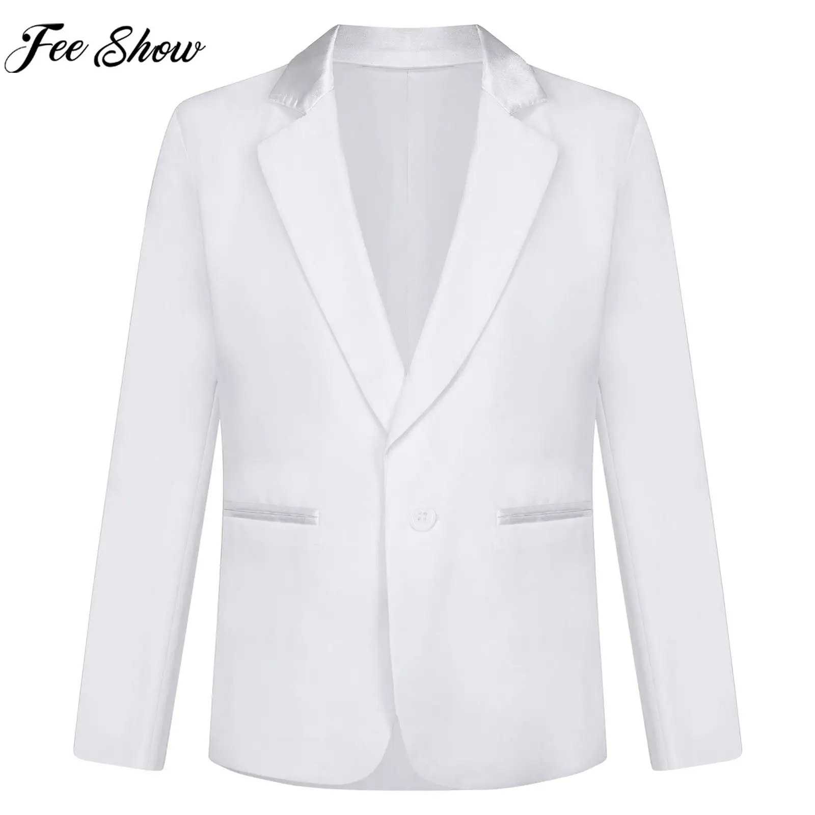 Teen Boys Gentleman Suit Long Sleeve Lapel Formal Blazer Wedding Birthday Party Prom Evening Stage Performance Jacket Outerwear