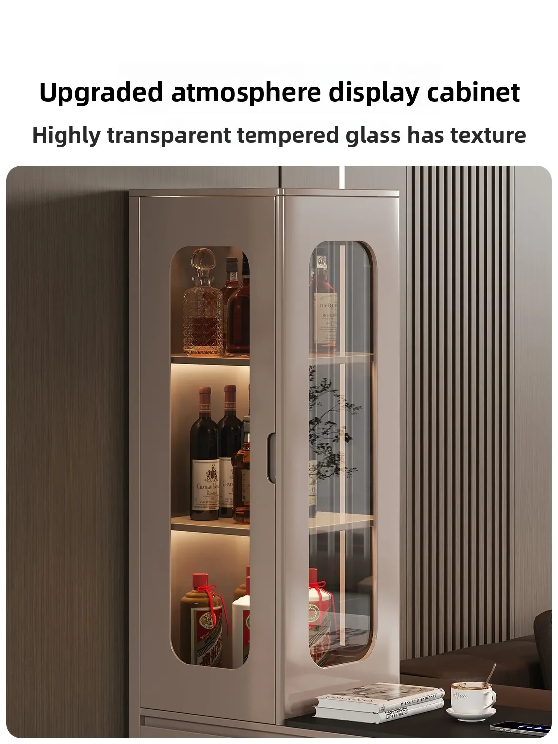 Wall-by-wall household display cabinet, high-end wine cabinet, integrated entrance and partition cabinet