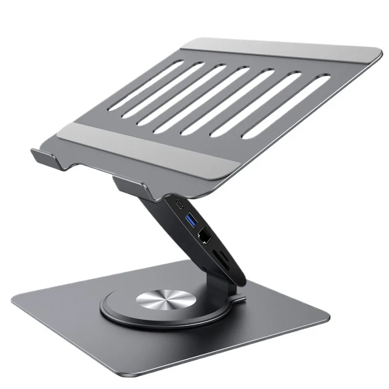 Computer desktop bracket with 12 docking stations can be lifted and lowered 360 rotating 4K screen projection y