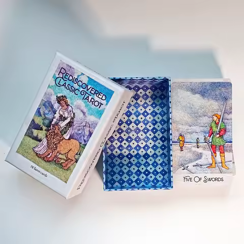 Rediscovered Classic Tarot Deck 78 Pcs Tarot Cards Drawn with Ball Pens 12*7cm Printed on 350GSM Double-embossed Cardstock