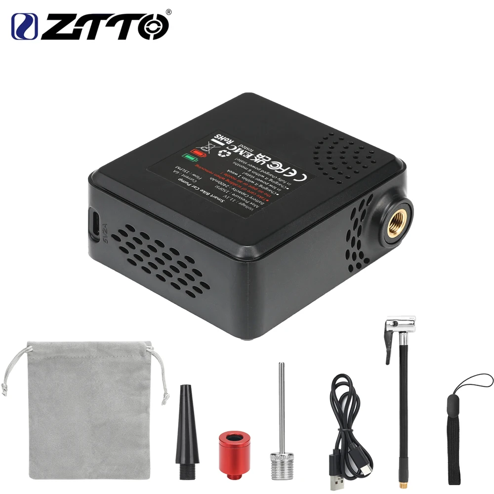 

ZTTO Bike Pump Portable Mini Electric Air Pump 150PSI Small Tire Inflator Car Bike Motorcycle Bicycle Pump With LCD Display