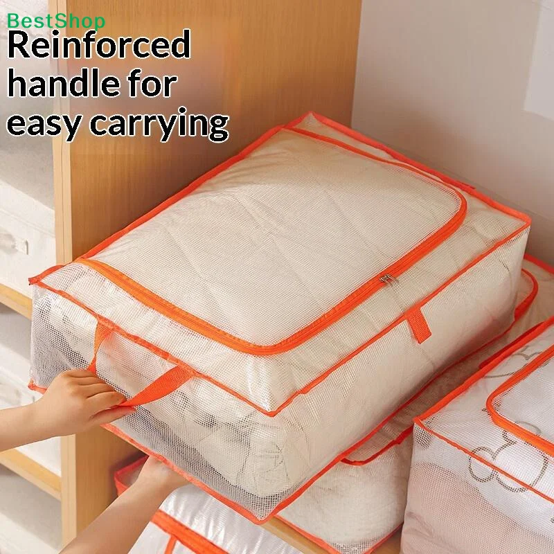 ♬ Aufbewahrungstaschen mit Reißverschluss, großes Fassungsvermögen – Schrank- und Unterbett-Organizer für Kleidung, Bettwäsche, Spielzeug, Kissen und Decken
