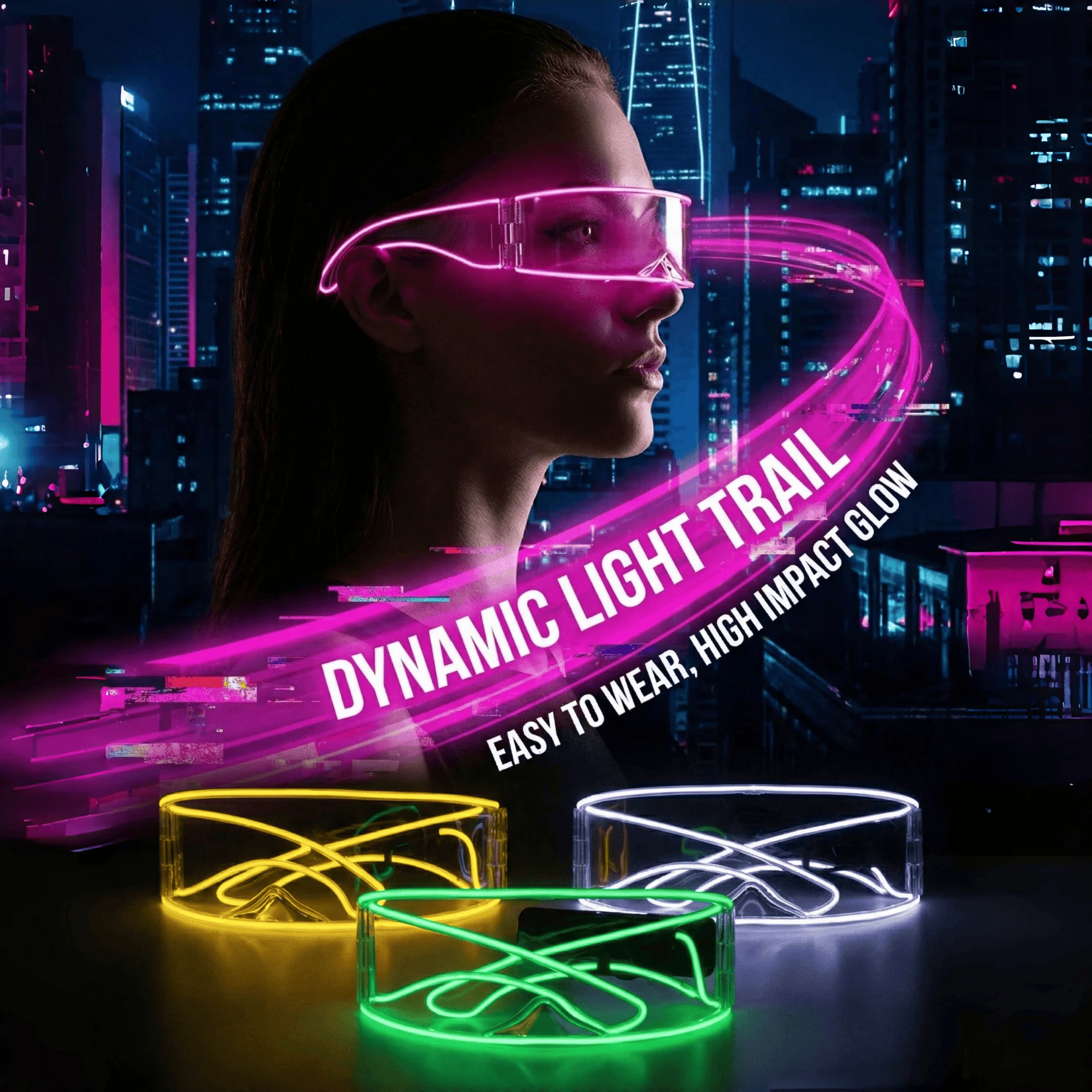 Wireless driving led luminous glasses wireless sunglasses party performance ktv bar atmosphere flash props online celebrity led