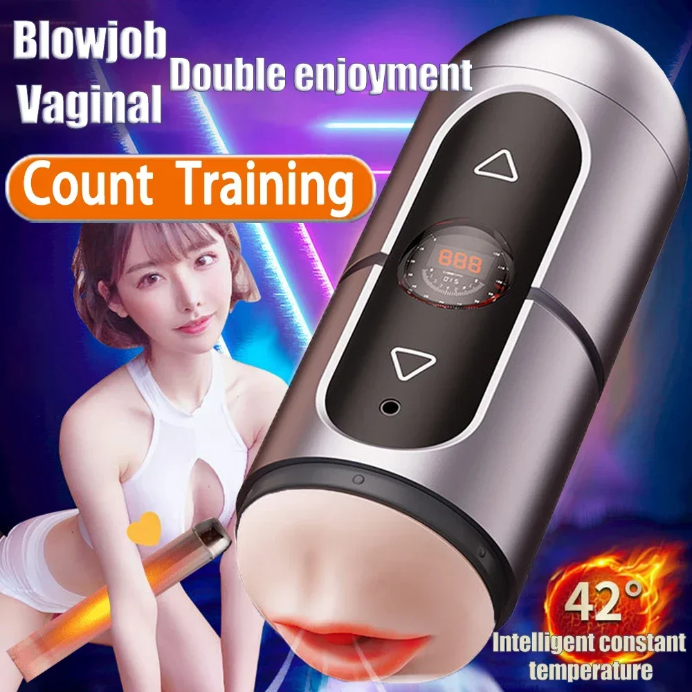 Male Masturbator Vagina Delayjaed Training Pocket Pussy Licking Tongue Vibrato Voice Cup Masturbation Blowjob