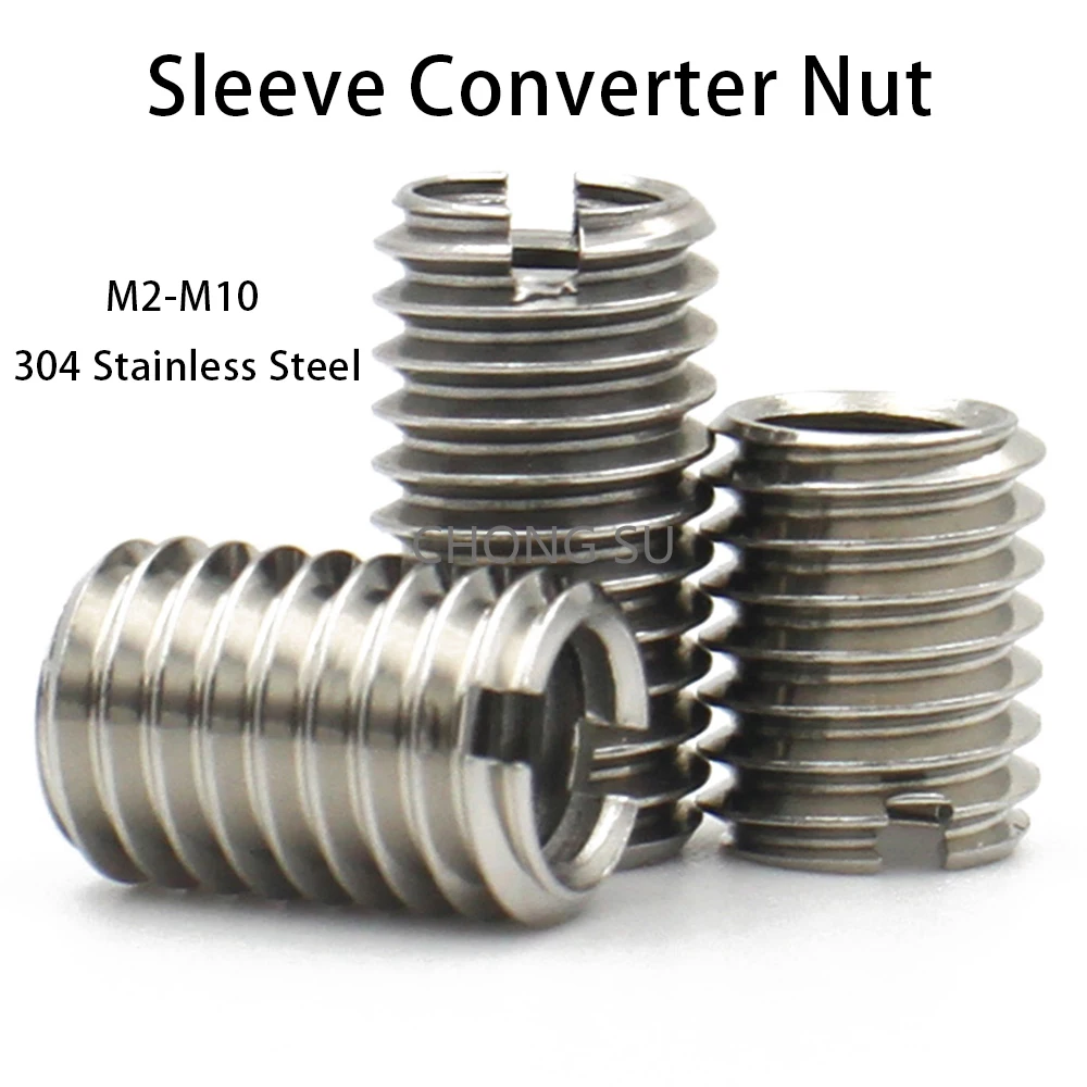 

5-10pcs Sleeve Converter Nut M2 M2.5 M3 M4 M5 M6 M8 M10 Slotted Inside Outside Self Tapping Thread Insert Adapter Screw Nuts
