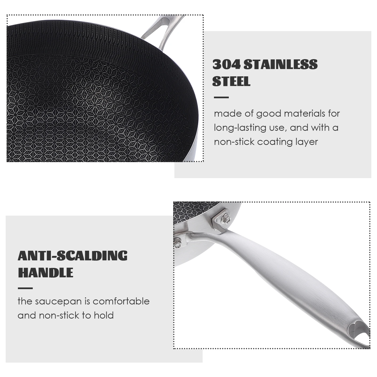 

1pc Stainless Steel Saucepan Honeycomb Fry Pan Small Size Pasta Milk Pot Kitchen Cookware Melting Easy Clean Anti Scald