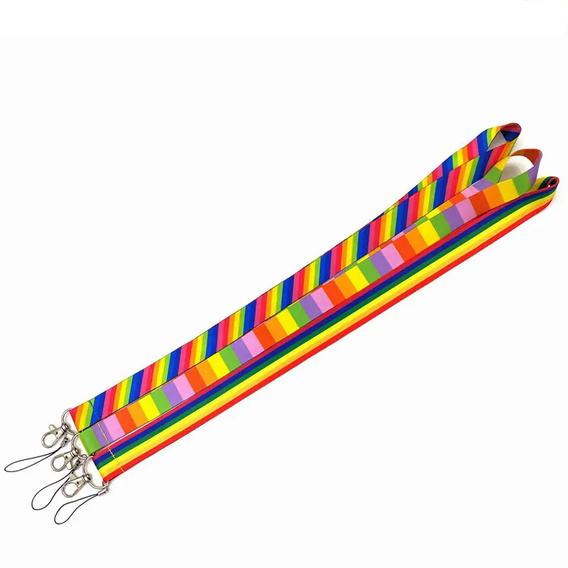 

100pcs LGBT Lesbian Gay Pride Rainbow Keychain Anti-lost Game Console Mobile Phone Strap Neck Lanyard USB ID Cards DIY Hang Rope