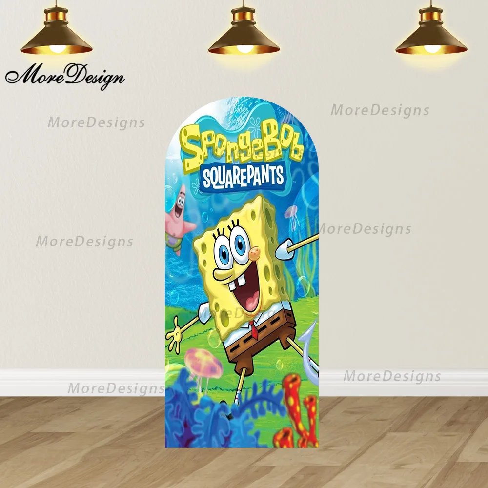 SpongeBob SquarePants Arch Photo Backdrop Kids Birthday Party Baby Shower Decoration Doubleside Photography Booth Prop