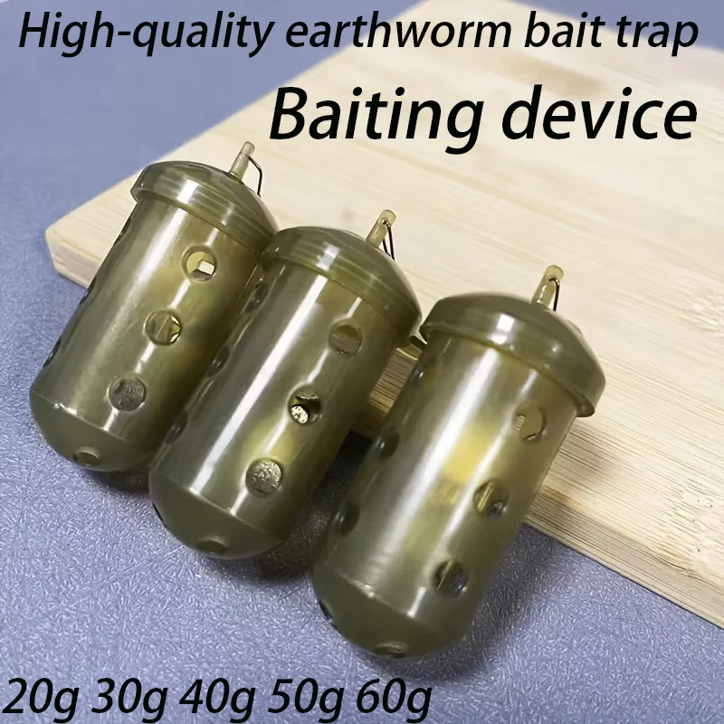 Cylindrical Fishing Bait Cage, Ventilation Holes - Fast Sinking Design for Wet and Dry Bait, Anti-Current Design, European Carp Fishing Bait Cage - Mixed Colors, Fishing Accessories, Cylindrical Shape, Earthworm Bait Cage, Durable Plastic, Fishing Bait Dispenser, Fishing Tools