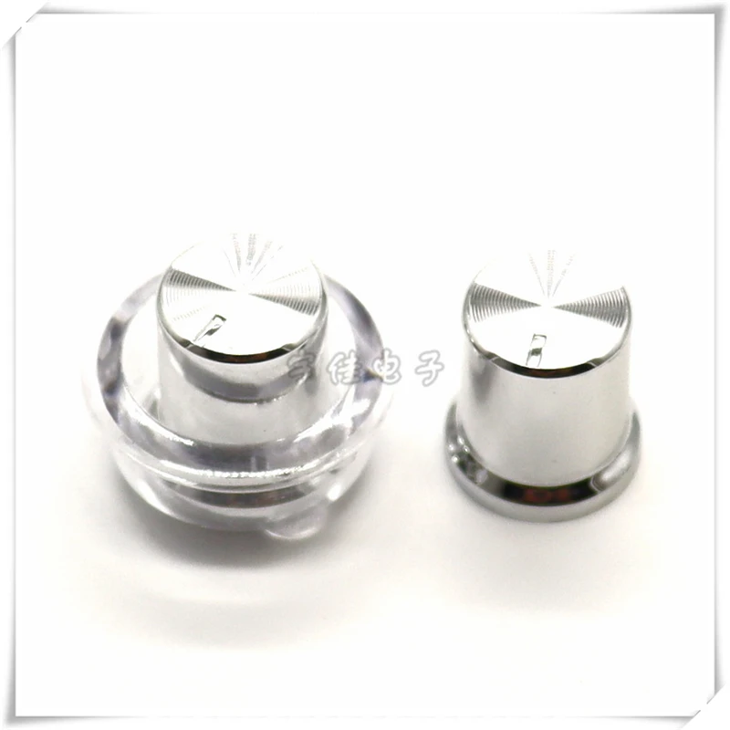 5PCS Electroplating Power Amplifier Panel Volume Adjustment Knob Cap 15MM Sun Pattern Knob Cap With Transparent Light Cup