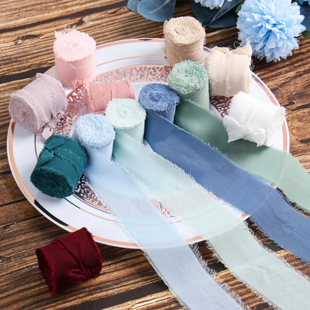 Real Pure Silk Ribbon Embroidery Satin Cotton Raw Edge For Handcrafts Wedding Party Bridal Bouquet Invitations Rustic Styling