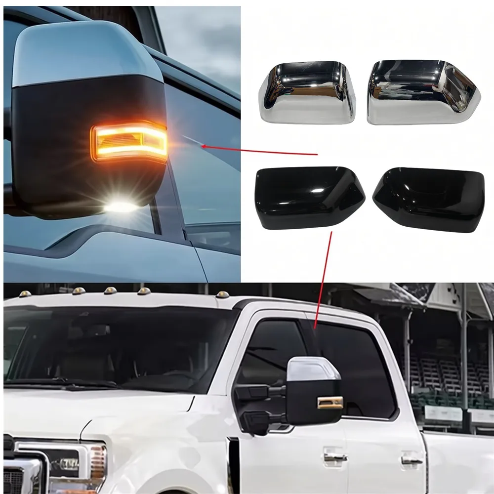 2PCS For Ford Super Duty F150 F250 F350 F450 F550 2017-2023 Rearview Side Mirror Cover Wing Cap Exterior Trim Car Decoration