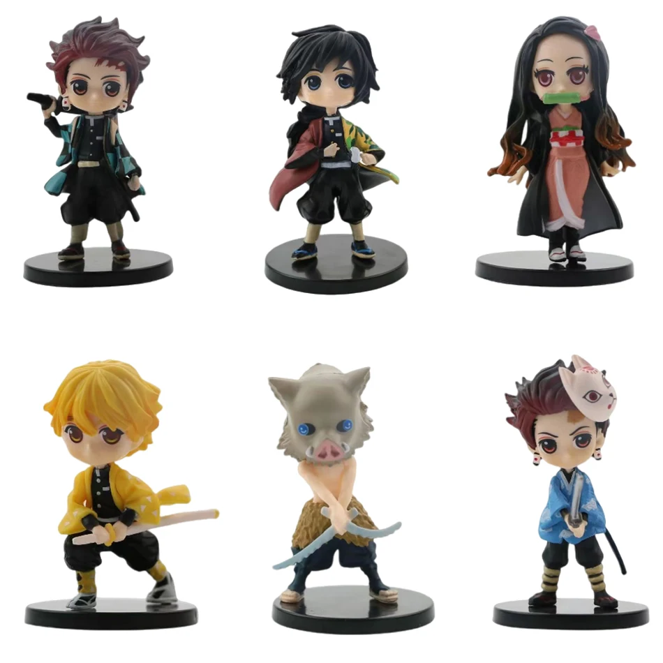 6 Teile/satz Anime Dämon Slayer Figur 7cm Kamado Tanjirou Kamado Nezuko Mini Nette Edition Pvc Puppe Spielzeug Desktop ornament Geschenk