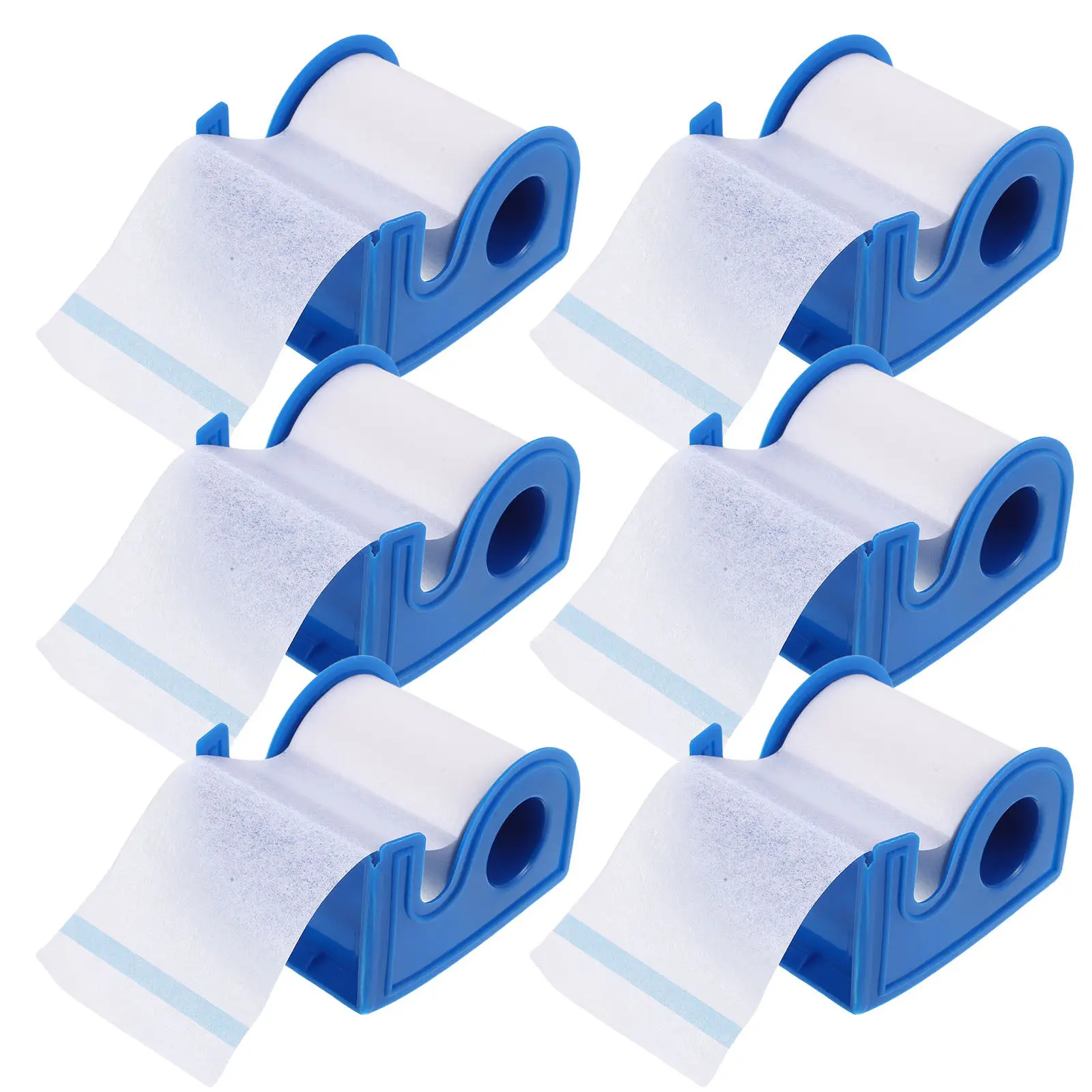 6Pcs Tape Dispenser Cutter Breathable Nonwoven Adhesive Bandage Wrap Sensitive Skin Surgical Wound Dressing Tape