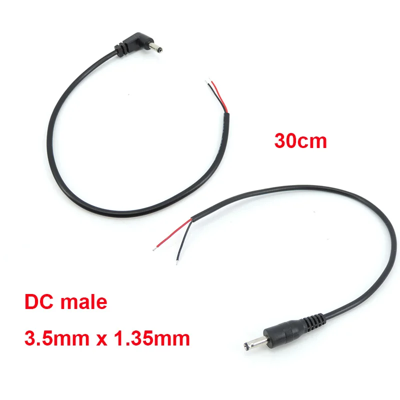 DC MALE 3.5mm x 1.35mm RIGHT ANGLE OR STRAIGHT 90° DC Plug power supply connector cable Cord Tinned Ends DIY REPAIR