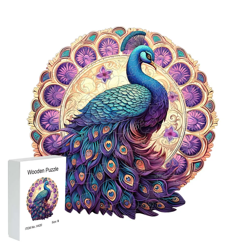 Wooden puzzle Peacock Gift box Exquisite gift Irregular animal shape puzzle personalized senior unique gift Family interactive d