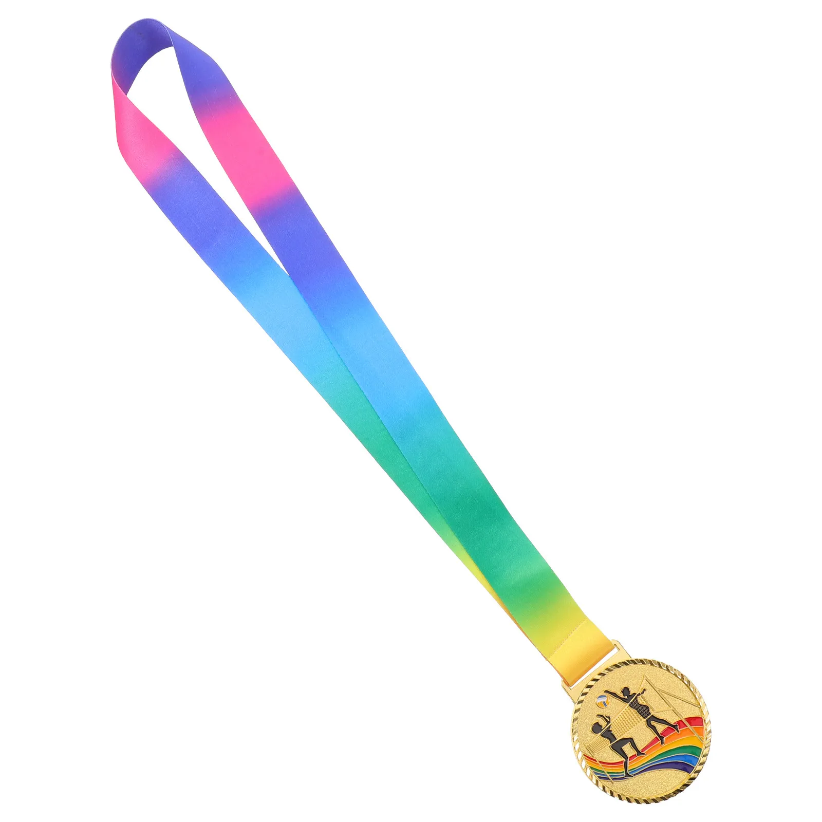 Gold Volleyball Award Medal Polished Metal Embossed Sport Design Neck Ribbon Perfect for Volleyball Tournament School Sports