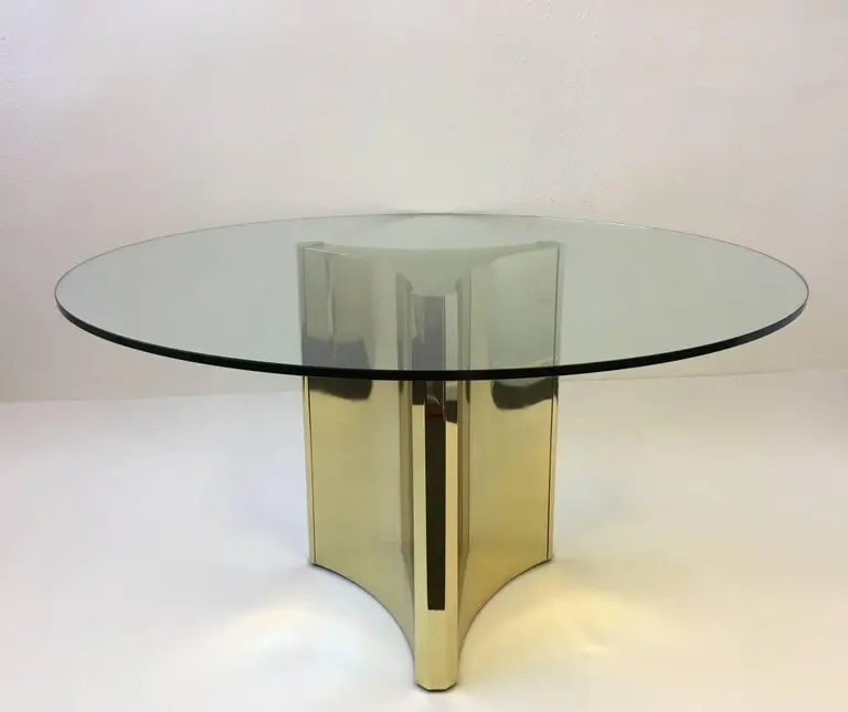 bv-Modern Stainless Steel Gold  Round Table Polished Brass Tempered Glass Dining Table Restaurant Table for Home Hotel·