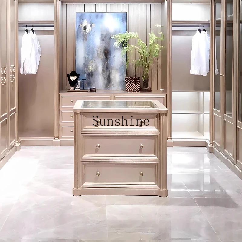 American light luxury bedroom locker retro solid wood multi-functional display jewelry cabinet