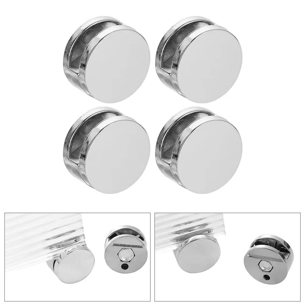 4pcs Durable Brackets Glass Mirror Hinger Holder Fixed Fitting Glass Mirror Clamp Round Zinc Alloy Glass Clip Advertising Plate