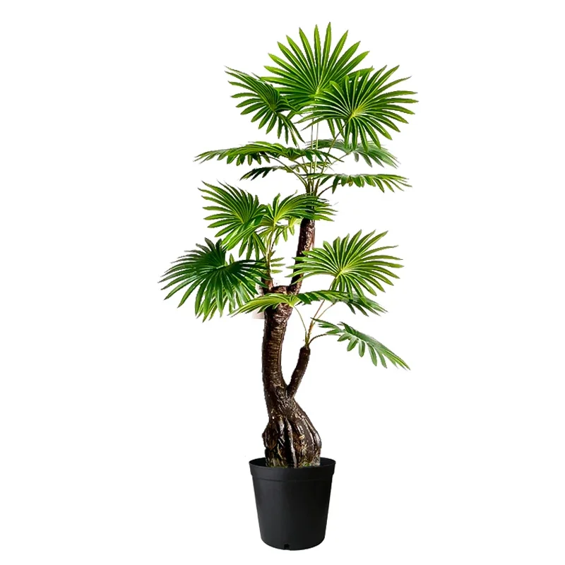 High Quality 110cm Large Artificial Plants Potted Fake Monstera Tropical Palm Tree Plastic Leaves Floor Bonsai For Outdoor Decor