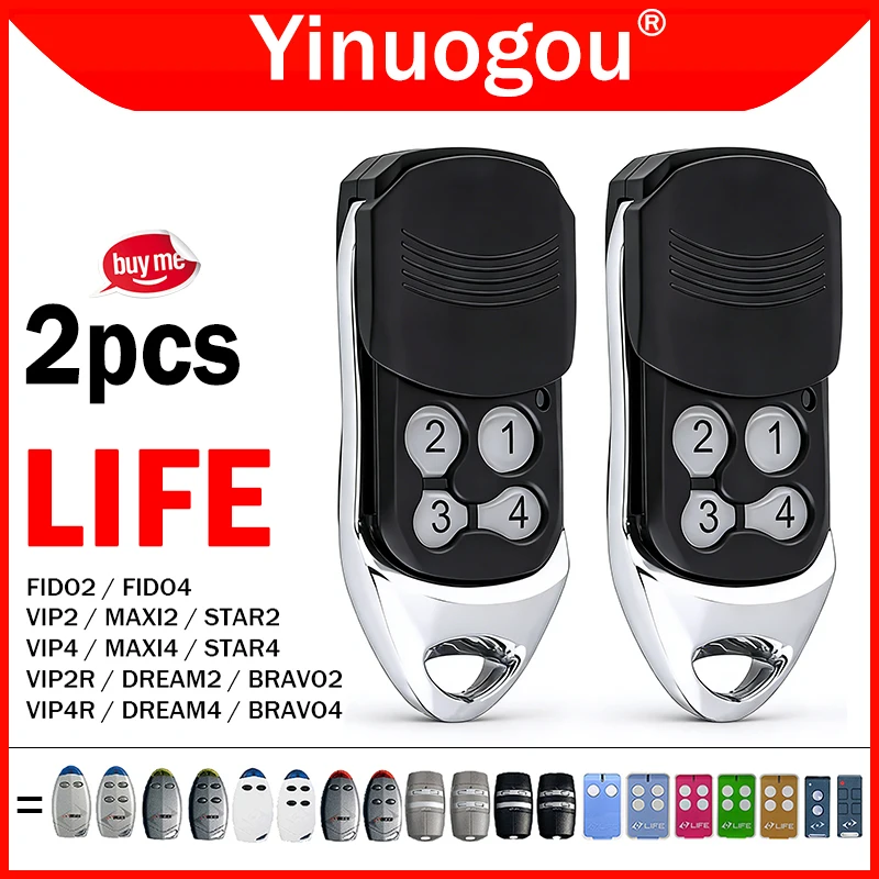 

2PCS LIFE Gate Remote Control 433MHz LIFE MAXI2 MAXI4 DREAM2 DREAM4 FIDO2 FIDO4 VIP2 VIP2R VIP4 VIP4R STAR2 STAR4 BRAVO2 BRAVO4