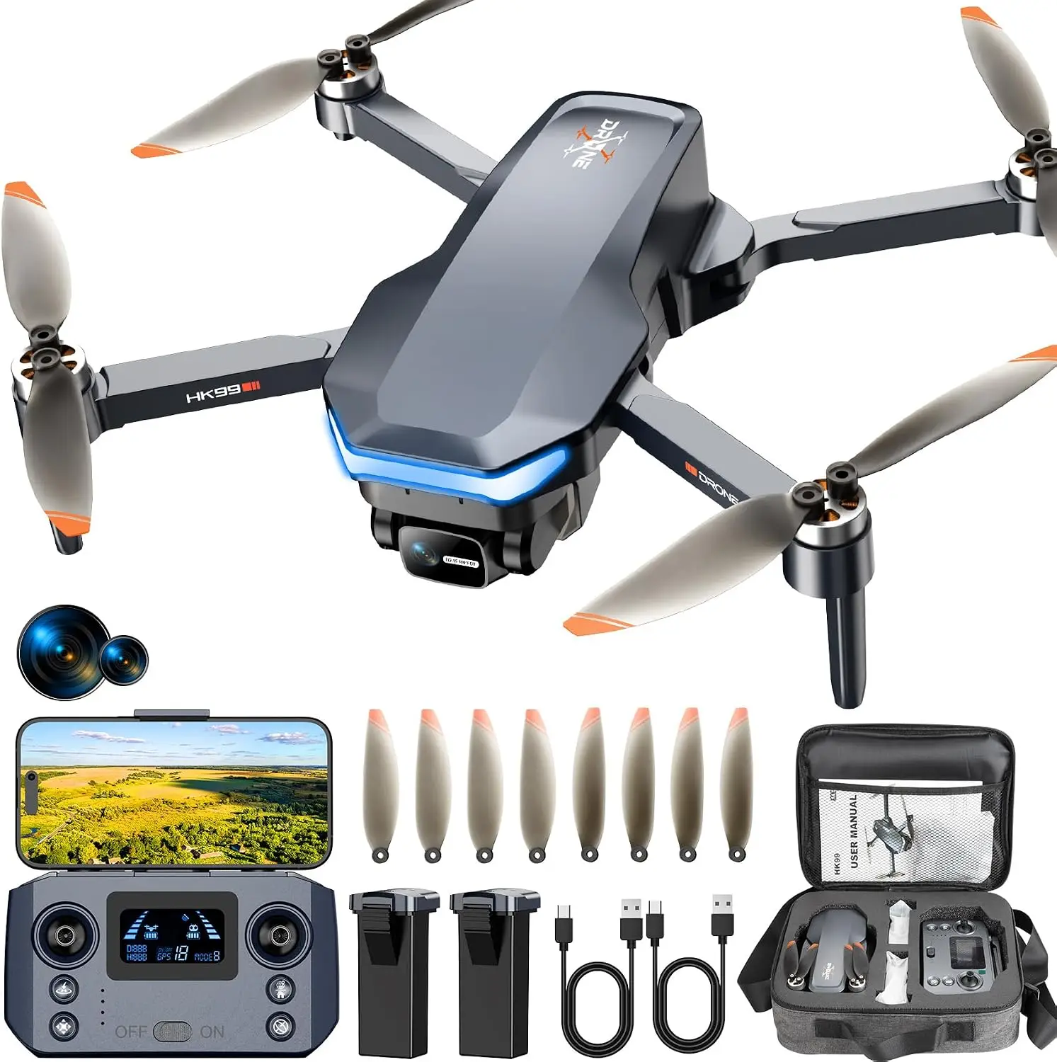 GPS Drone 4K Camera 1640ft Range FPV Video Transmission RC Quadcopter