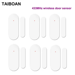 TAIBOAN-Sensor de alarme de porta e janela sem fio, 433MHz, EV1527, detector de porta aberta e fechada, alarme inteligente, sistema host, acessórios