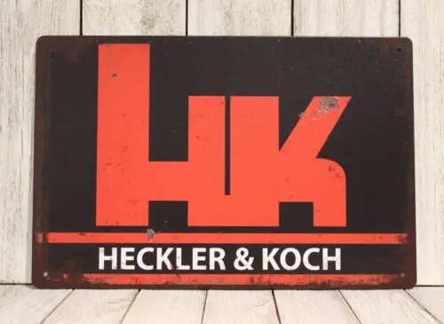 Heckler & Koch Tin Sign Metal Poster Vintage Look Pistols Guns & Ammo Shop