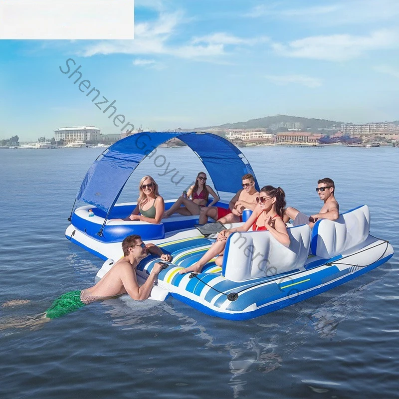 New Inflatable Boat  Ocean Park Water Floating Row, Inflatable Rest Floating Bed, Floating Island Swimming Row