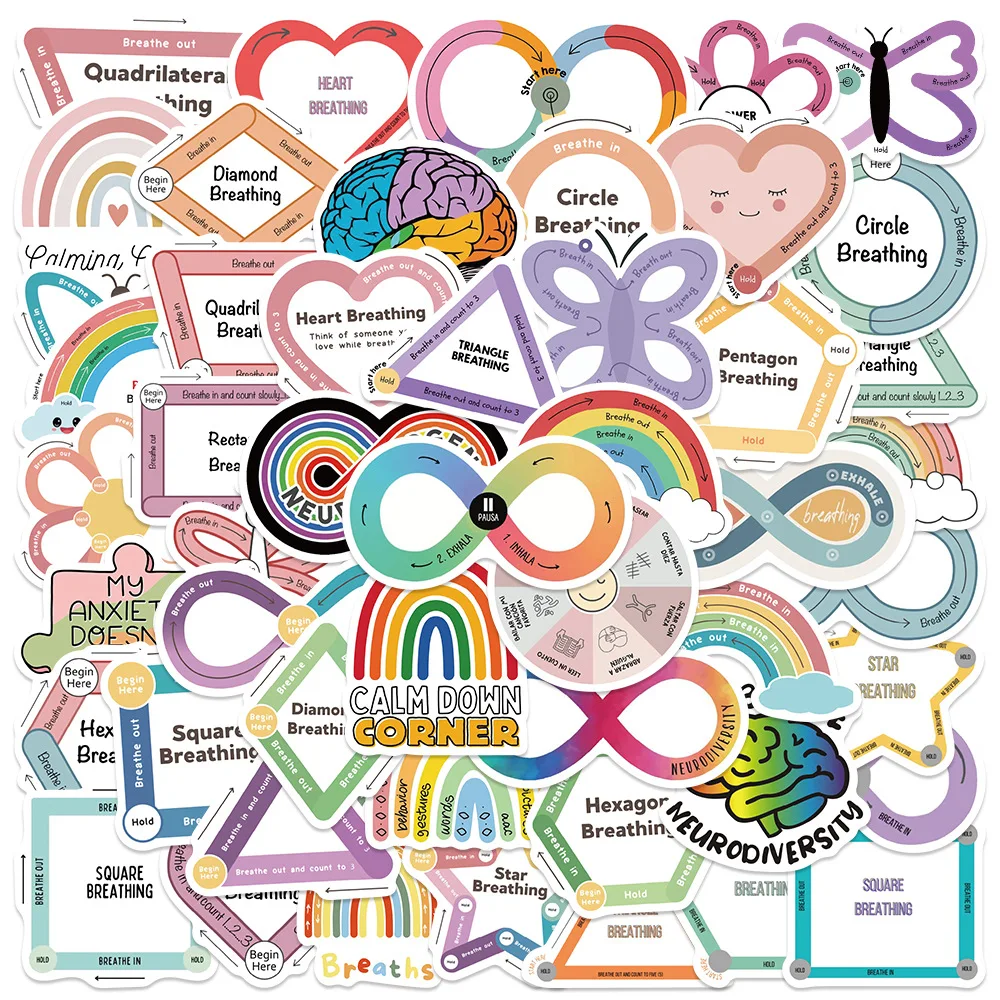 50Pcs Calming Corner Stickers Calm Down Corner Decals For Phone Laptop Suitcase Notebook Skateboard Waterproof Stickers