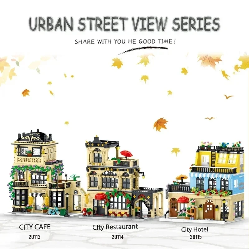 

Urban Street View Series MOC Modular Architecture Building Blocks Bricks with LED Light Kid Educational Toys Adults Gifts