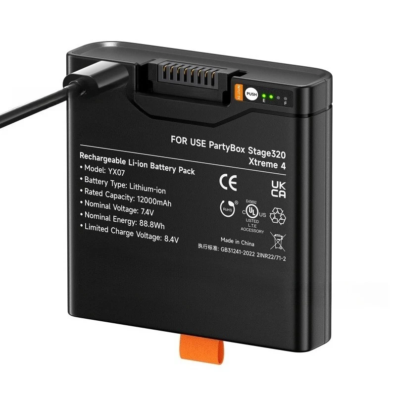 High-Capacity YX07 7.4V 12000mAh Li-ion Battery For JBL Xtreme 4 PartyBox Stage 320 Bluetooth Speaker Replacement Battery Pack