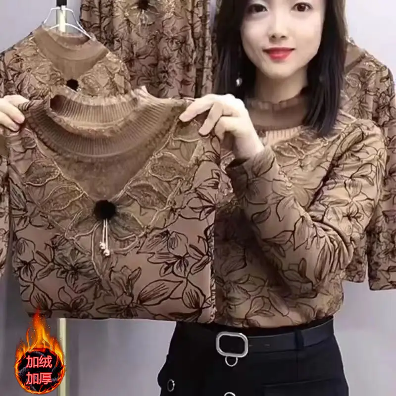 Top con estampado de diamantes para mujer, Top informal básico y salvaje, cómodo y Popular, Moda Para otoño e invierno, 2023